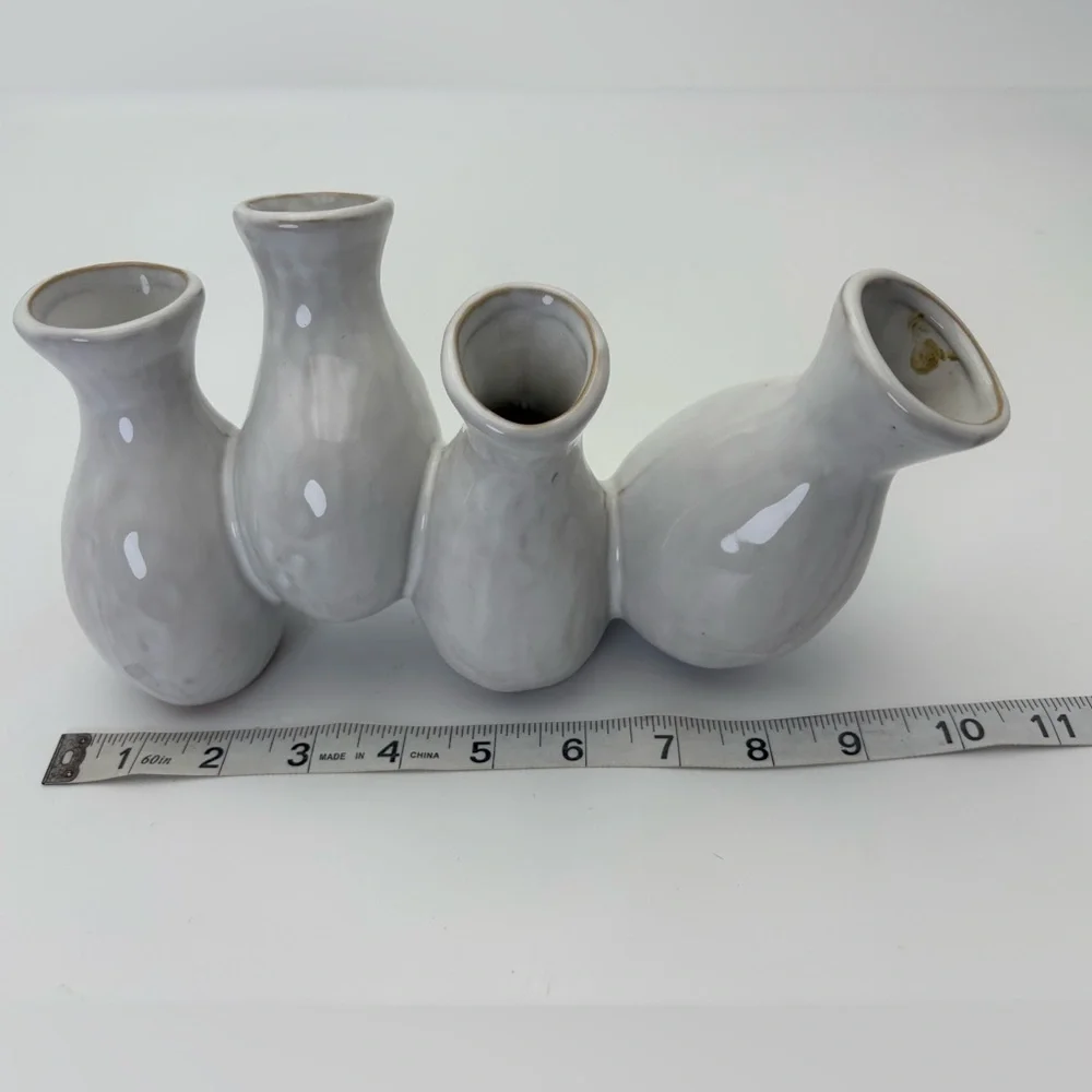 Multi-Vase Cream/White Ceramic/Pottery Style Vase Set